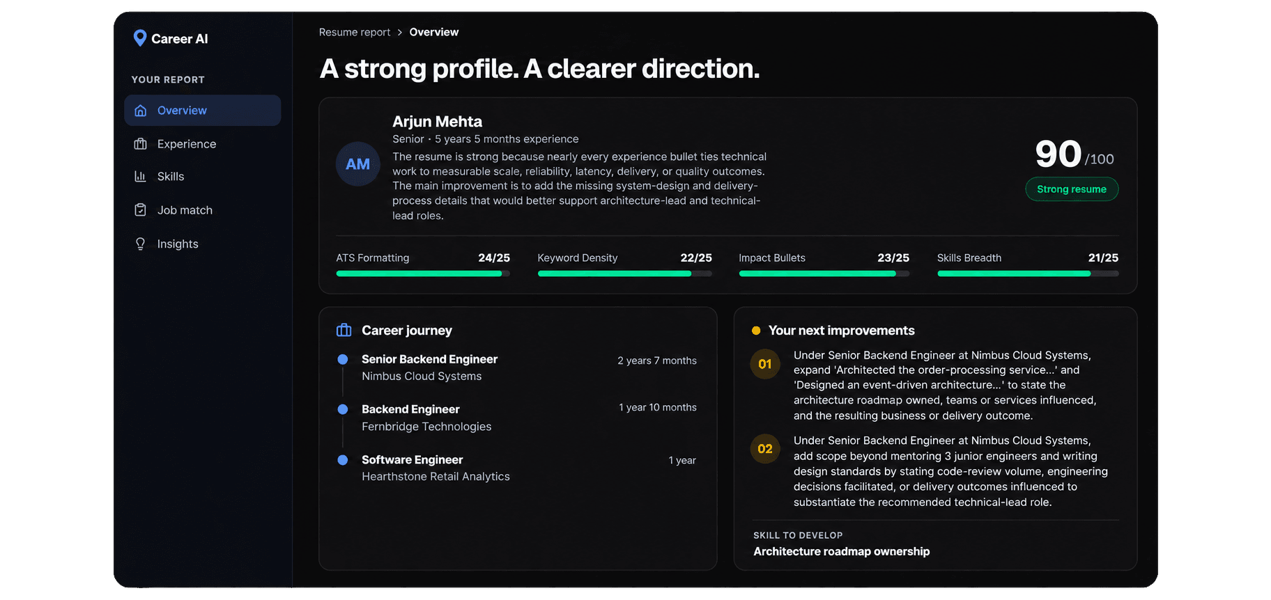 Career AI resume analysis preview